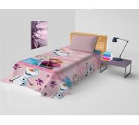 hermet Reine des neiges - Couvre-lit pour lit Simple Disney, Couvre-lit printanier Non rembourré, Couvre-lit Simple Fille, 170 x 270 cm, 100% Coton, Disney