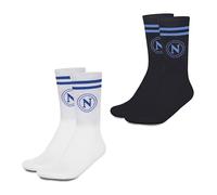 hermet SSC Napoli Lot de 2 paires de chaussettes avec logo, taille 35/38, blanc noir, produit officiel, blanc/noir, 31-34