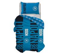 hermet SSC Napoli Parure de lit Simple en Coton, Housse de Couette, Housse + taie d'oreiller, 100% Coton, Produit Officiel, (ne Contient Pas de Drap Housse avec Coins)