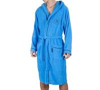 hermet SSC Napoli, Peignoir en microspugna adulte avec capuche, 100% coton, enveloppe peu encombrante, taille M, produit officiel, bleu clair, bleu ciel, M