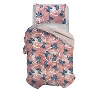 hermet TC05 Disney Stitch Parure de Lit Simple en Coton avec Taie d'oreiller, Rose