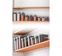 Hermia Concept, BNMSRGAR09-121827, Boîtes à provisions, Set de boîtes de rangement (9 pièces), Anthracite, plastique, 9,5 x 19,5 x 26 cm