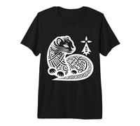 Hermine Bretonne Symbole BZH Art Celtique Noir et Blanc T-Shirt Haut de Gamme