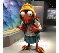 Hermit Crab Personnage De Costume De Mascotte Redbrokoly Habillé Avec Un T-Shirt Henley Et Des Bracelets Multicolore