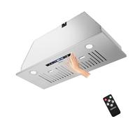Hermitlux Hotte intégrée/encastrée de 30 pouces, hotte d'extraction en acier inoxydable de 600 pi³/min avec détection gestuelle à 3 vitesses et panneau de commande tactile, convertible avec ou sans