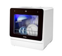 Hermitlux Mini lave-vaisselle de table 7+3 programmes de lavage, 5 couverts, réservoir d'eau intégré de 5L, fonction étoile retardée et sécurité enfant