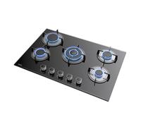 Hermitlux Piano Cottura a Gas 5 Fuochi, 78cm, per Gas Naturale/Propano, Sicurezza con Termocoppia, Vetro Nero