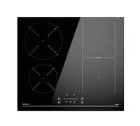 Hermitlux Plaque Induction Flexizone 4 Feux 60 cm, Encastrable Table de Cuisson Induction 7400W avec 9 Niveaux de Puissance, Booster, Minuterie, Verrouillage de Sécurité