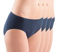 HERMKO 1031 Lot de 4 Slip Femme en 100% Coton Biologique, certifié Selon Öko-Tex Standard 100, Couleur:Bleu foncé, Taille:42/44 (M)