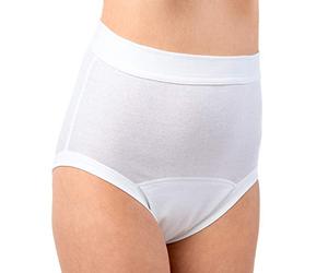 HERMKO 1265 Culotte d'incontinence pour Femmes avec Une Ceinture Douce en Coton Biologique, Couleur:Blanc, Taille:50/52 (XL)
