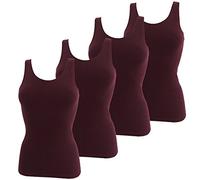 HERMKO 1310 Lot de 4 Caracos pour Femme en 100% Coton Biologique, Tank Top, Couleur:Bordeaux, Taille:34/36 (XS)