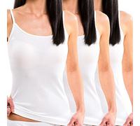 HERMKO 1560 Lot de 3 débardeurs Femmes, 100% Coton Biologique, Couleur:Blanc, Taille:42/44 (M)