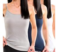 HERMKO 1560 Lot de 3 débardeurs Femmes, 100% Coton Biologique, Couleur:Mix b/BF/g, Taille:42/44 (M)