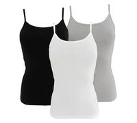 HERMKO 1560 Lot de 3 débardeurs Femmes, 100% Coton Biologique, Couleur:Mix b/n/g, Taille:42/44 (M)