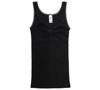 HERMKO 15804740 Débardeur Soutien-Gorge pour Femme avec Jolie Dentelle et col en V, 100% Coton Biologique, Couleur:Noir, Taille:50/52 (XL)