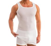 HERMKO 16027 Débardeur Extra Long Homme en Coton/Modal, Taille:3 (M), Couleur:Blanc