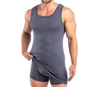 HERMKO 16027 Débardeur Extra Long Homme en Coton/Modal, Taille:3 (M), Couleur:Graphite