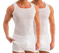 HERMKO 16027 Lot de 2 débardeur Extra Long Homme en Coton/Modal