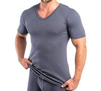 HERMKO 16488 Maillot de Corps Homme Manches Courtes Business avec Col en V en Coton/Modal, Taille:10 (XXXXXXL), Couleur:Graphite