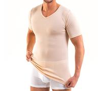 HERMKO 16488 Maillot de Corps Homme Manches Courtes Business avec Col en V en Coton/Modal, Taille:4 (L), Couleur:Couleur Chair