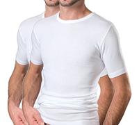 HERMKO 16800 Lot de 2 Maillot de Corps Homme Manches Courtes ¼ en Coton/Modal, Taille:4 (L), Couleur:Blanc