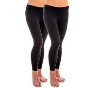 HERMKO 1720 2 pièces de legging femmes, 100% coton biologique, Couleur:noir, Taille:34/36 (XS)
