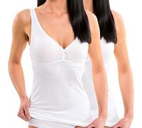 HERMKO 17580 Lot de 2 débardeur Femme avec Soutien-Gorge intégré, Couleur:Blanc, Taille:62/64 (XXXXL)