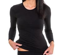 HERMKO 17830 Maillot de Corps Femme Manches Longues Longsleeve Shirt Coton/Modal, Couleur:Noir, Taille:42/44 (M)