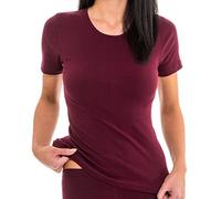 HERMKO 1800 Maillots de Corps Manches Courtes pour Femme en 100% Coton Biologique, Couleur:Bordeaux, Taille:46/48 (L)