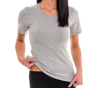 HERMKO 1800 Maillots de Corps Manches Courtes pour Femme en 100% Coton Biologique, Couleur:Gris, Taille:46/48 (L)