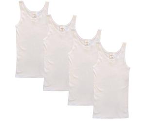 HERMKO 2000 Lot de 4 Maillots de Corps Filles en Coton 100% Bio, débardeur, Couleur:Blanc, Größe Kinder:14 Ans