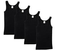HERMKO 2000 Lot de 4 Maillots de Corps Filles en Coton 100% Bio, débardeur, Couleur:Noir, Größe Kinder:7-8 Ans