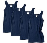 HERMKO 2800 - Lot de 4 Maillot de Corps Garçon en 100% Coton Biologique, Soumis au contrôle des substances nocives, Couleur:Bleu foncé, Größe Kinder:12 Ans