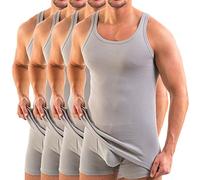 HERMKO 3000 Lot de 4 Débardeur Classic Homme, Maillot de Corps Muscle Tank Top en 100% Coton Biologique Fine côte (Lisse), Taille:7 (XXXL), Couleur:Gris