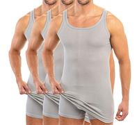 HERMKO 3007 Lot de 3 Maillots Hommes Extra Longs (+env. 10 cm), débardeur en 100% Coton Biologique, Taille:4 (L), Couleur:Gris