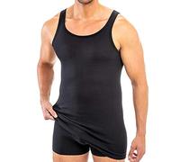 HERMKO 3007 Lot de 3 Maillots Hommes Extra Longs (+env. 10 cm), débardeur en 100% Coton Biologique, Taille:5 (XL), Couleur:Noir