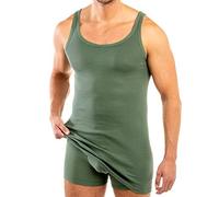 HERMKO 3007 Maillots Hommes Extra Longs (+env. 10 cm), débardeur en 100% Coton Biologique, Taille:3 (M), Couleur:Olive