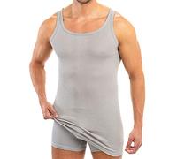 HERMKO 3007 Maillots Hommes Extra Longs (+env. 10 cm), débardeur en 100% Coton Biologique, Taille:3 (M), Couleur:Gris