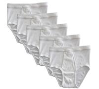 HERMKO 3248 Lot de 5 Slips Homme avec Ouverture Double côte Coton Bio, Taille:10 (XXXXXXL), Couleur:Blanc