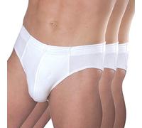 HERMKO 3300 Lot de 3 Slips Hommes en Coton Biologique, Taille:4 (L), Couleur:Blanc