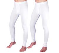 HERMKO 3540 Lot de 2 caleçons Longs pour Homme Long Johns (Autres Couleurs), 100% Coton Biologique, Taille:9 (XXXXXL), Couleur:Blanc