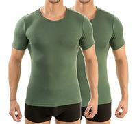 HERMKO 3840 Lot de 2 T-Shirts Manches Courtes col Rond (Autres Couleurs), 100% Coton Biologique, Taille:4 (L), Couleur:Olive
