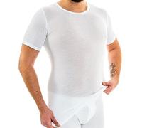 HERMKO 3847 Maillot de Corps Manches Courtes Extra-Long (+10cm) pour Homme, de 100% Coton Biologique, Taille:3 (M), Couleur:Blanc
