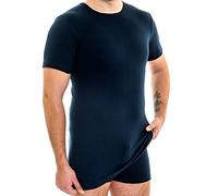 HERMKO 3847 Maillot de Corps Manches Courtes Extra-Long (+10cm) pour Homme, de 100% Coton Biologique, Taille:3 (M), Couleur:Bleu foncé