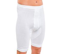HERMKO 3980 Caleçon Longueur Genou pour Homme avec Fente, Boxer Taille Haute 100% Coton Biologique, Taille:5 (XL), Couleur:Blanc
