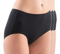 HERMKO 5011 Pack de 3 Slips Taille Haute en Coton/élasthanne (Culotte couvrante) Femme, Couleur:Noir, Taille:38/40 (S)