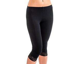 HERMKO 5722 Corsaire avec dentelle en coton/élasthanne leggings 3/4 femme, Couleur:blanc, Taille:50/52 (XL)