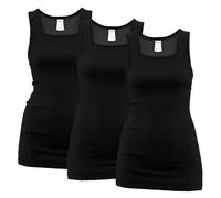 HERMKO Lot de 3 t-shirts longs 1325 pour femme - Coton bio - Haut long basique - Certifié Öko-Tex - Col carré - Blanc, noir, violet/gris - Taille XL ou plus - Débardeur sans manches, Noir , 3XL