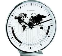 Hermle Horloge de bureau à quartz nickelé avec affichage de l'heure universelle