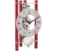 Hermle Horloge de Table Squelette avec piliers en Aluminium anodisé - Triangle 23025-360721 - Cadran Arabe en Verre Rouge - Mouvement nickelé - 19,5 x 11 x 9 cm
